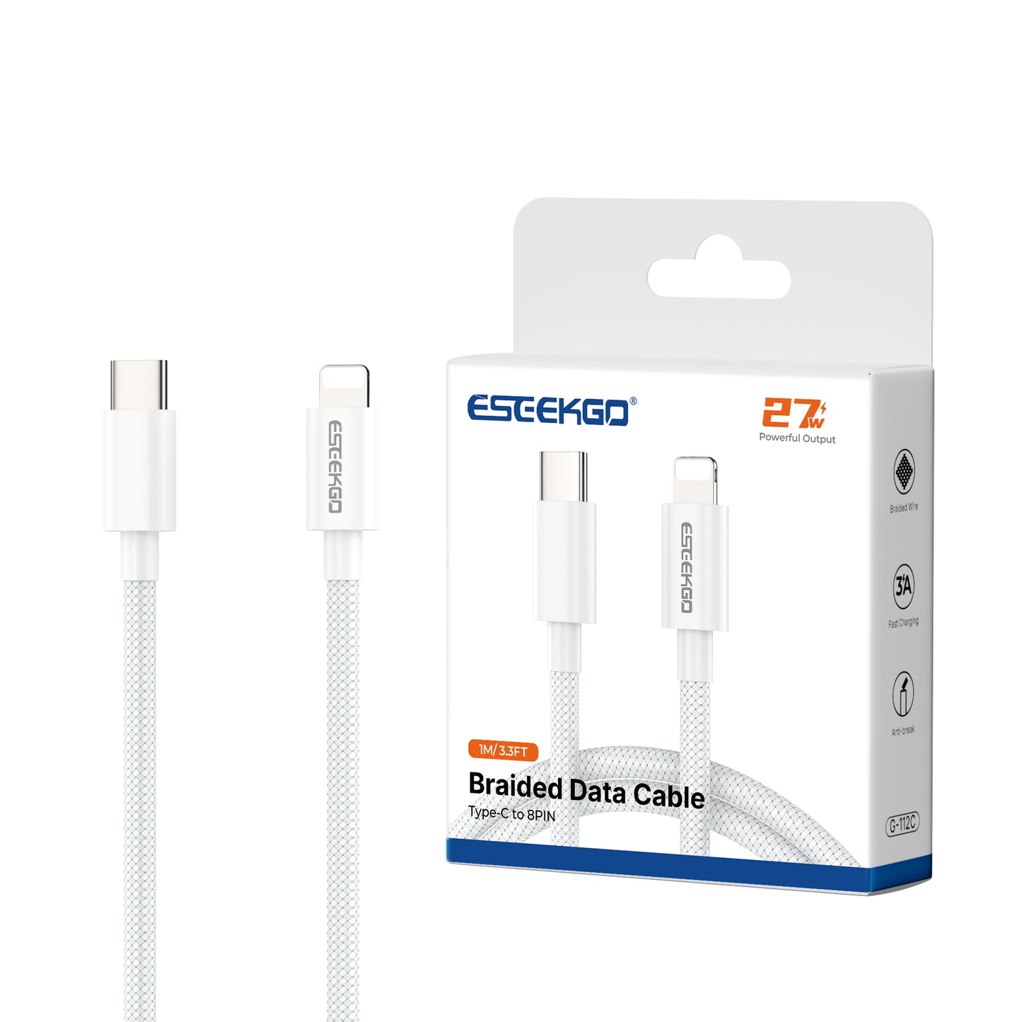 ESEEKGO G-112C Cable de datos trenzado de nailon tipo C a 8 pines de 1,2 metros (40/400)