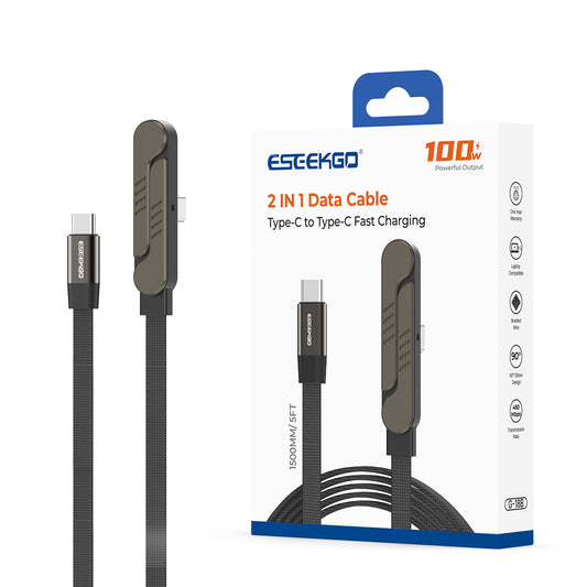 ESEEKGO G-18B Cable de datos Tipo-C a Tipo-C con soporte en forma de cuchillo de 1,5 m/5 pies (16/160)