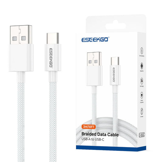 Cable de datos USB a Tipo C trenzado de nailon ESEEKGO G-302C 2.0A 3M/10FT (15/150)