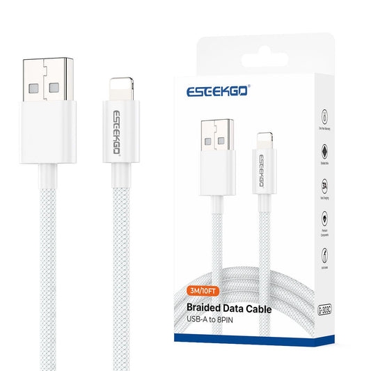 ESEEKGO G-303C 2.0A 3M/10FT Cable de datos USB a 8 pines de nylon trenzado (15/150)
