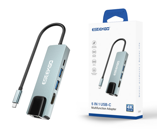 ESEEKGO HB-04 HUB HDMI Adaptador multifunción USB-C 5 en 1 (10/100)