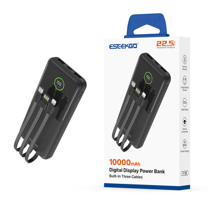 ESEEKGO P-11B Batería Externa de 22.5W y 10000mAh con 3 Cables Integrados (8/48)
