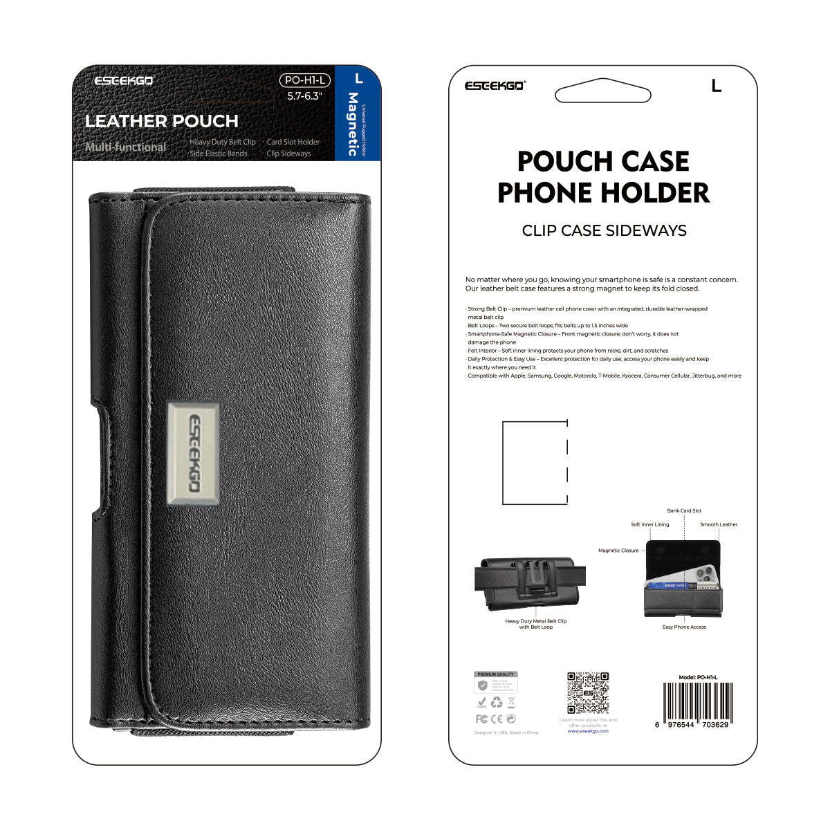 ESEEKGO Funda Universal Magnética de Cuero para Teléfono PO-H1-L Adecuada para teléfonos móviles de 5.7-6.3 pulgadas (20/120)