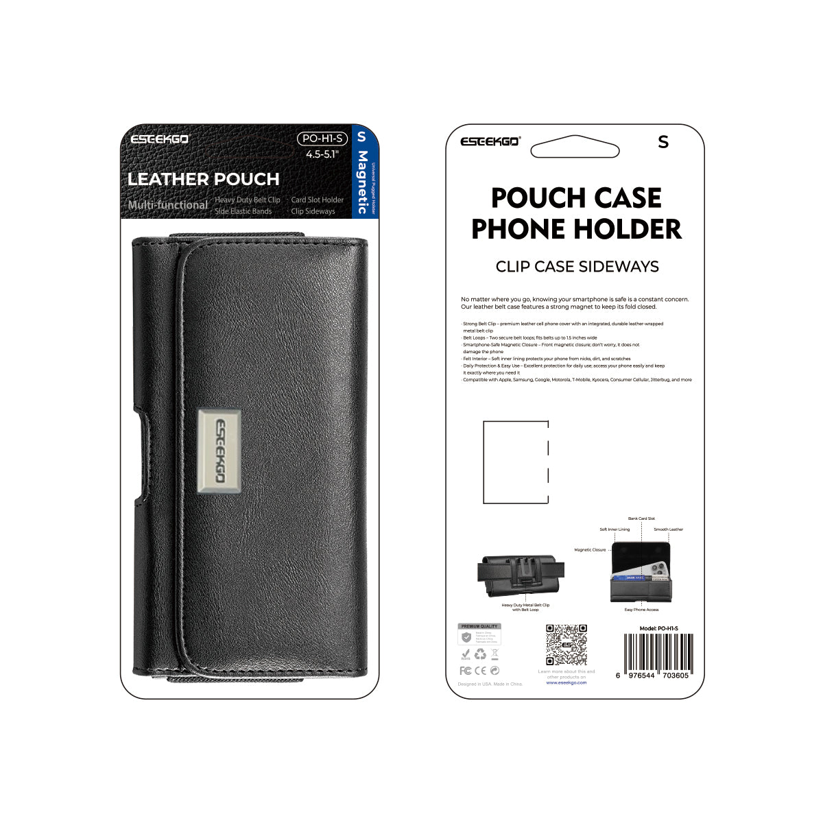 ESEEKGO Funda Universal Magnética de Cuero para Teléfono PO-H1-S Adecuada para teléfonos móviles de 4.5-5.1 pulgadas (20/120)