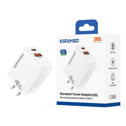 ESEEKGO T-35W QC3.0 3.0A 38W QC3.0 USB A+Tipo C Adaptador de viaje (15/150)