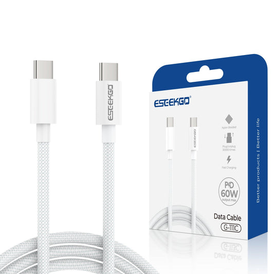 ESEEKGO G-111C Cable de Datos de Nylon Trenzado Tipo C a Tipo C de 4 Pies (40/400)